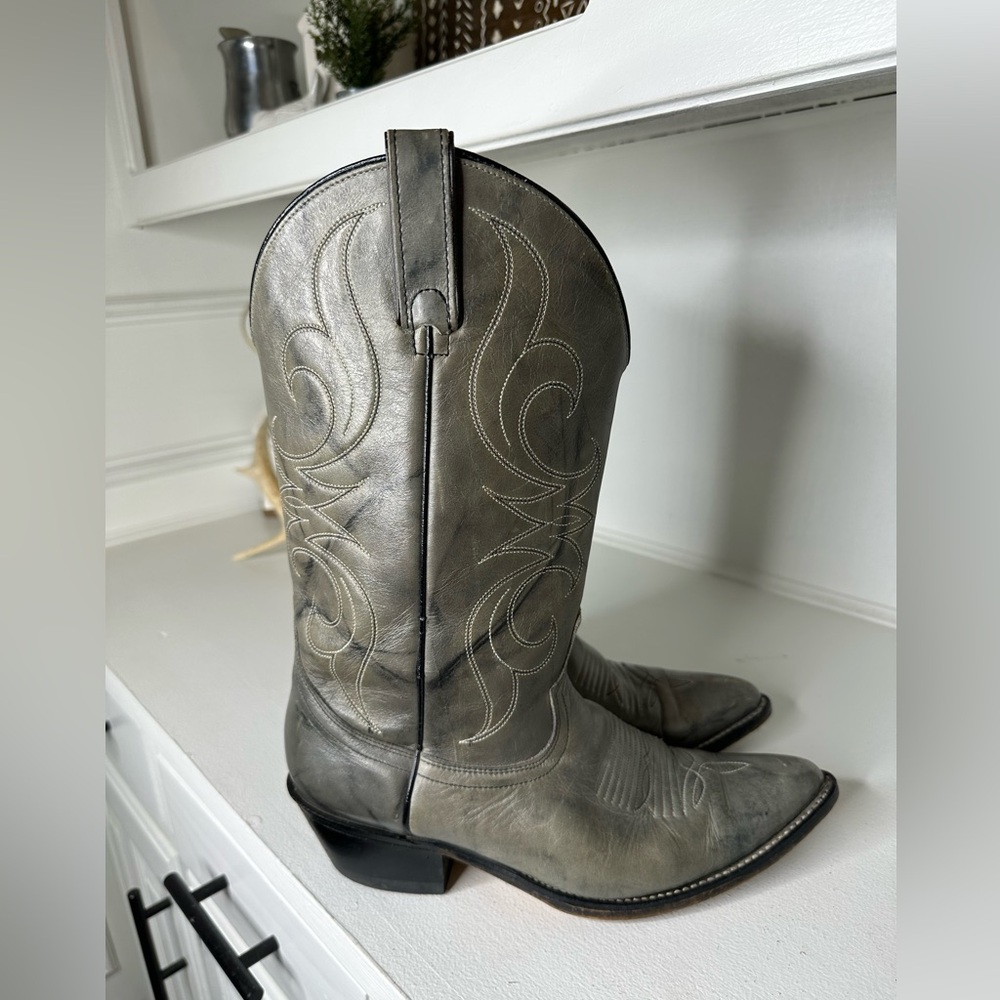 **SOLD**Acme Vintage Marbled Smoky Gray Western Cowboy Boots – Size Men's 8D - Picture 4 of 8